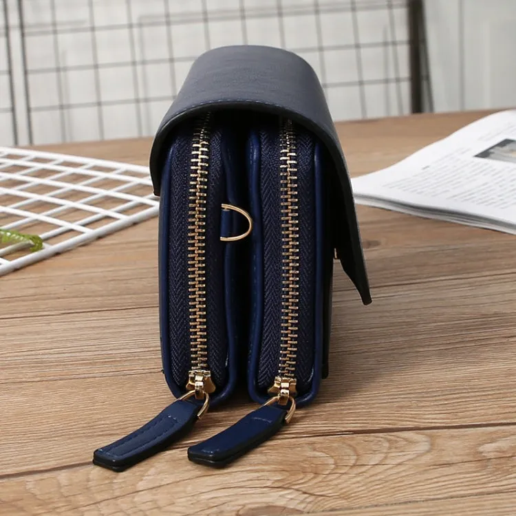 Women Multi-Card Wallet Clutch Bag Large Capacity Casual Single Shoulder Crossbody Bag(Blue)