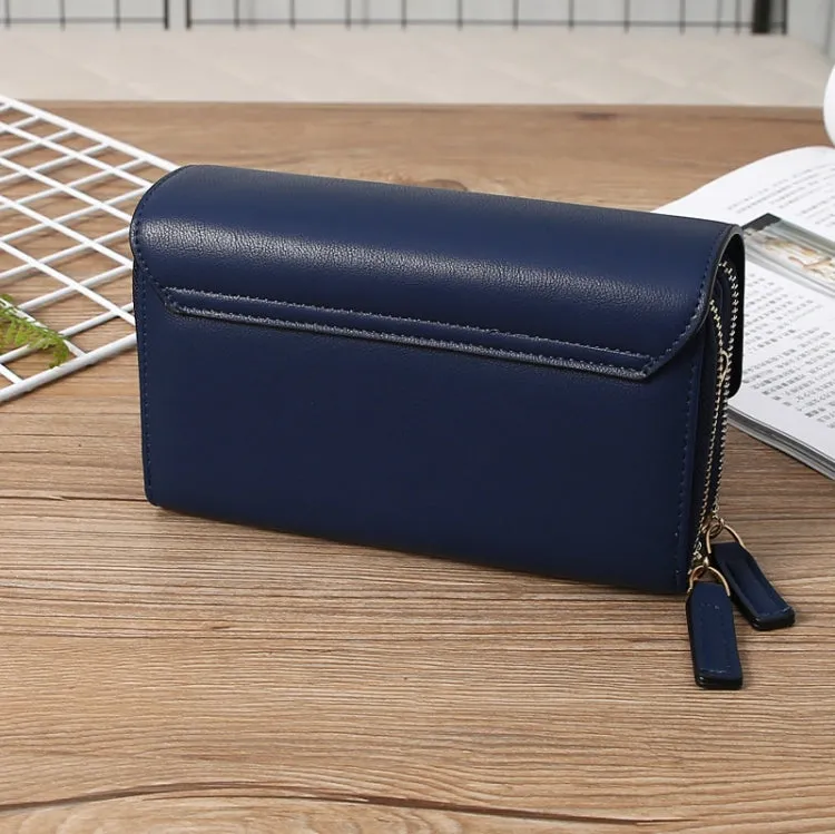 Women Multi-Card Wallet Clutch Bag Large Capacity Casual Single Shoulder Crossbody Bag(Blue)