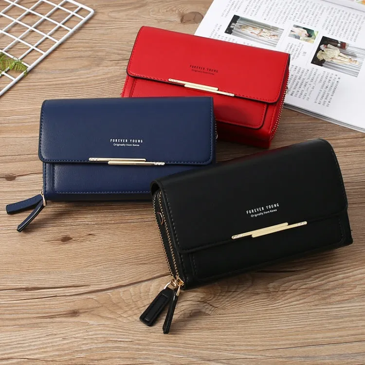 Women Multi-Card Wallet Clutch Bag Large Capacity Casual Single Shoulder Crossbody Bag(Blue)