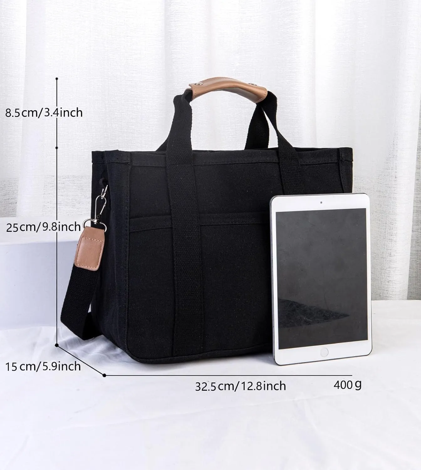 Women Multi-pocket Canvas Tote Bag Large Capacity Shoulder Crossbody Handbag With Compartments