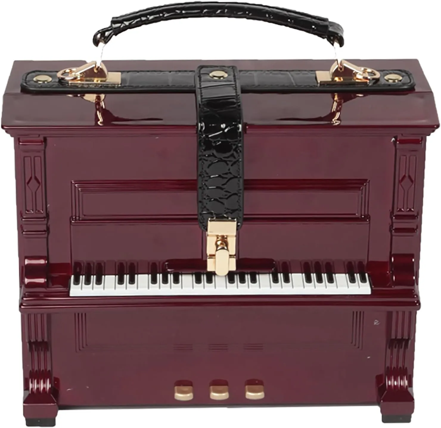 Women Piano Shaped Crossbody Shoulder Bag Handbag Acrylic Unique Novelty Piano Purse