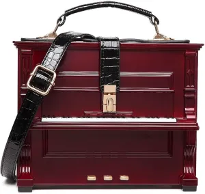 Women Piano Shaped Crossbody Shoulder Bag Handbag Acrylic Unique Novelty Piano Purse