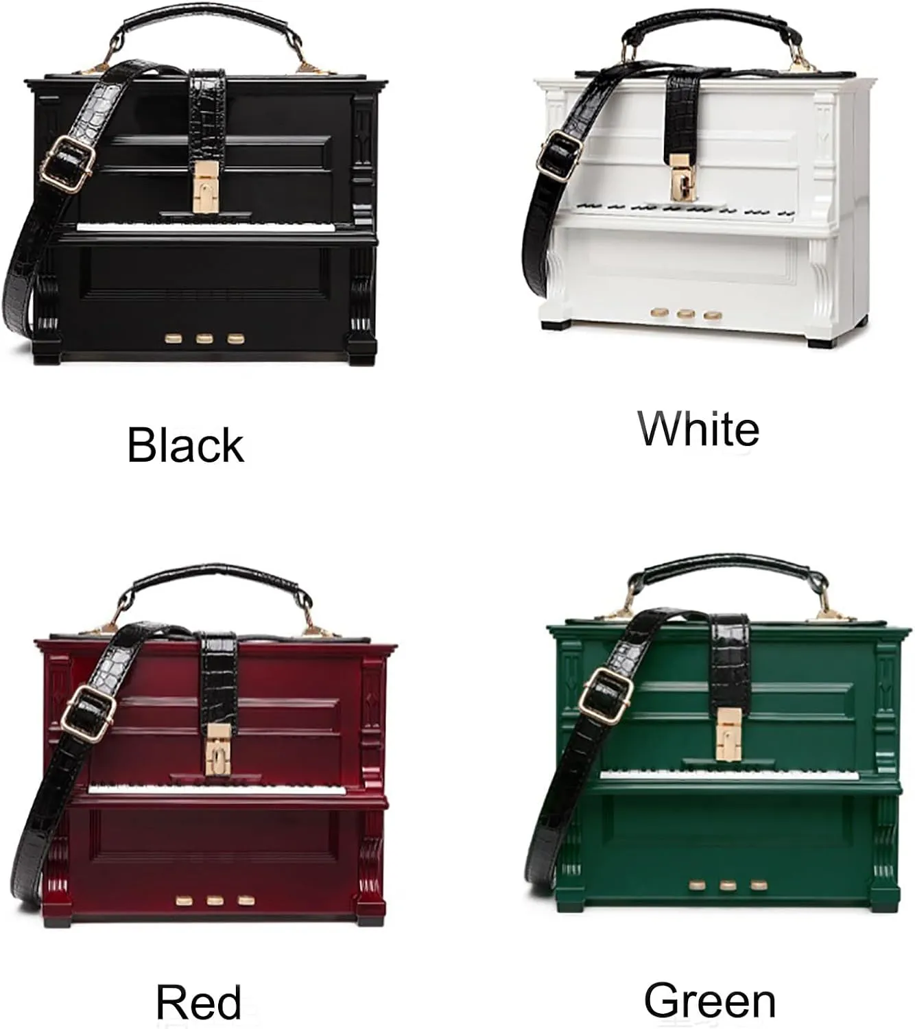 Women Piano Shaped Crossbody Shoulder Bag Handbag Acrylic Unique Novelty Piano Purse