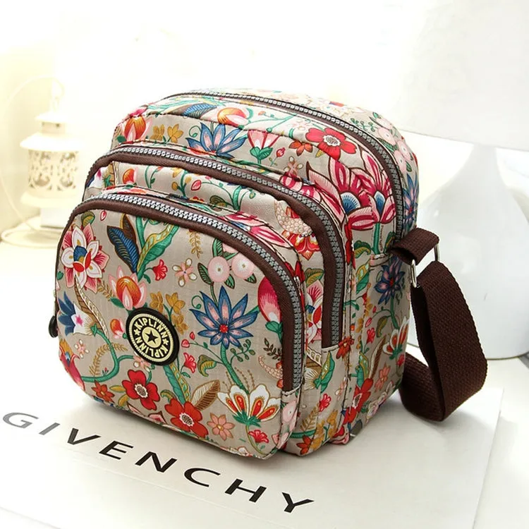 Women Shoulder Bag Waterproof Nylon Handbag Multilayer Crossbody Bag(Colorful)