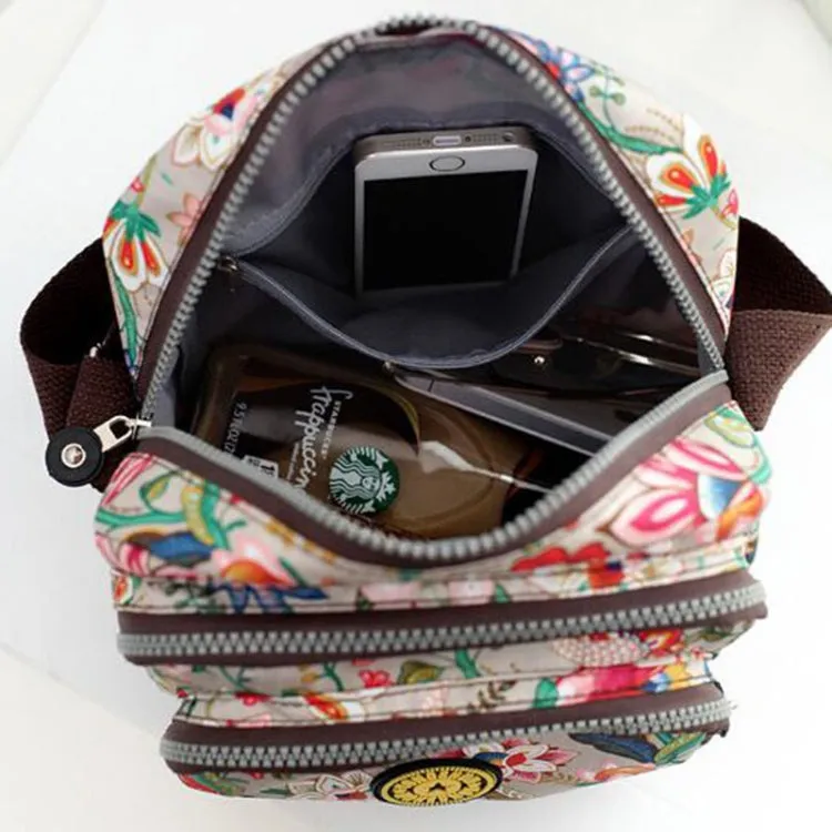 Women Shoulder Bag Waterproof Nylon Handbag Multilayer Crossbody Bag(Colorful)