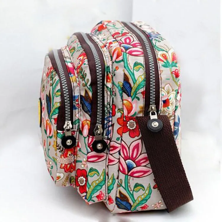 Women Shoulder Bag Waterproof Nylon Handbag Multilayer Crossbody Bag(Colorful)