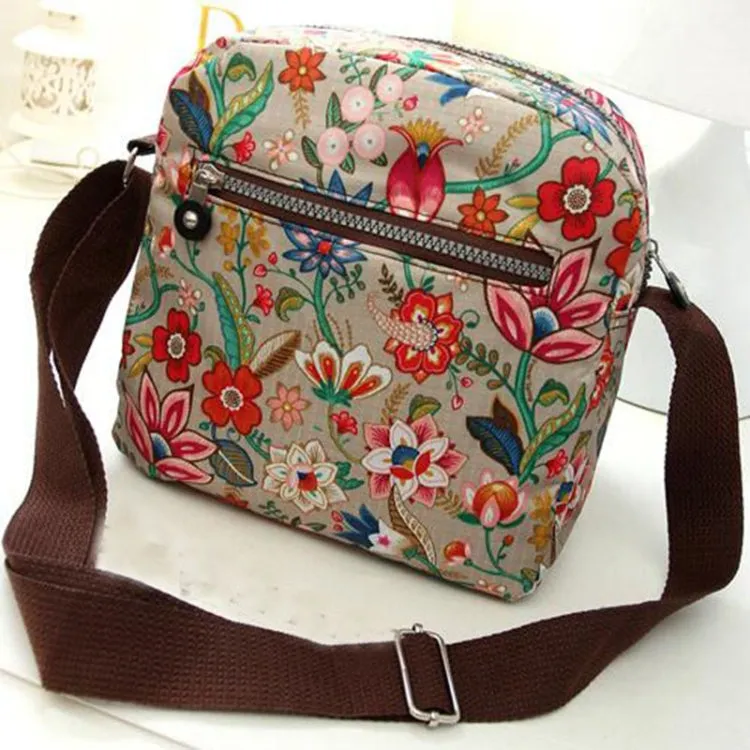 Women Shoulder Bag Waterproof Nylon Handbag Multilayer Crossbody Bag(Colorful)