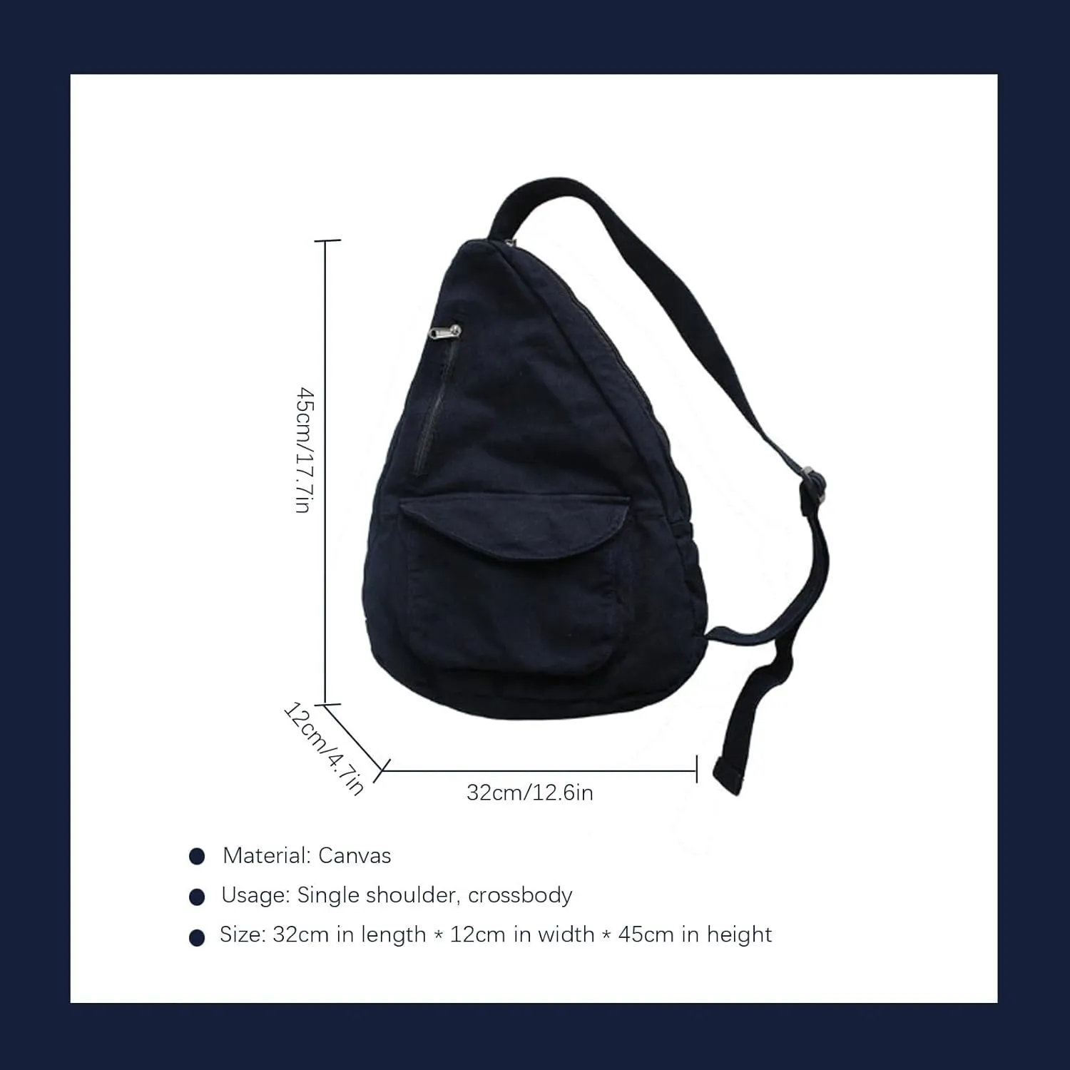 Women's Canvas Crossbody Bag Vintage Wash Zipper Shoulder Bag Men's and Women's Casual Crossbody Bag