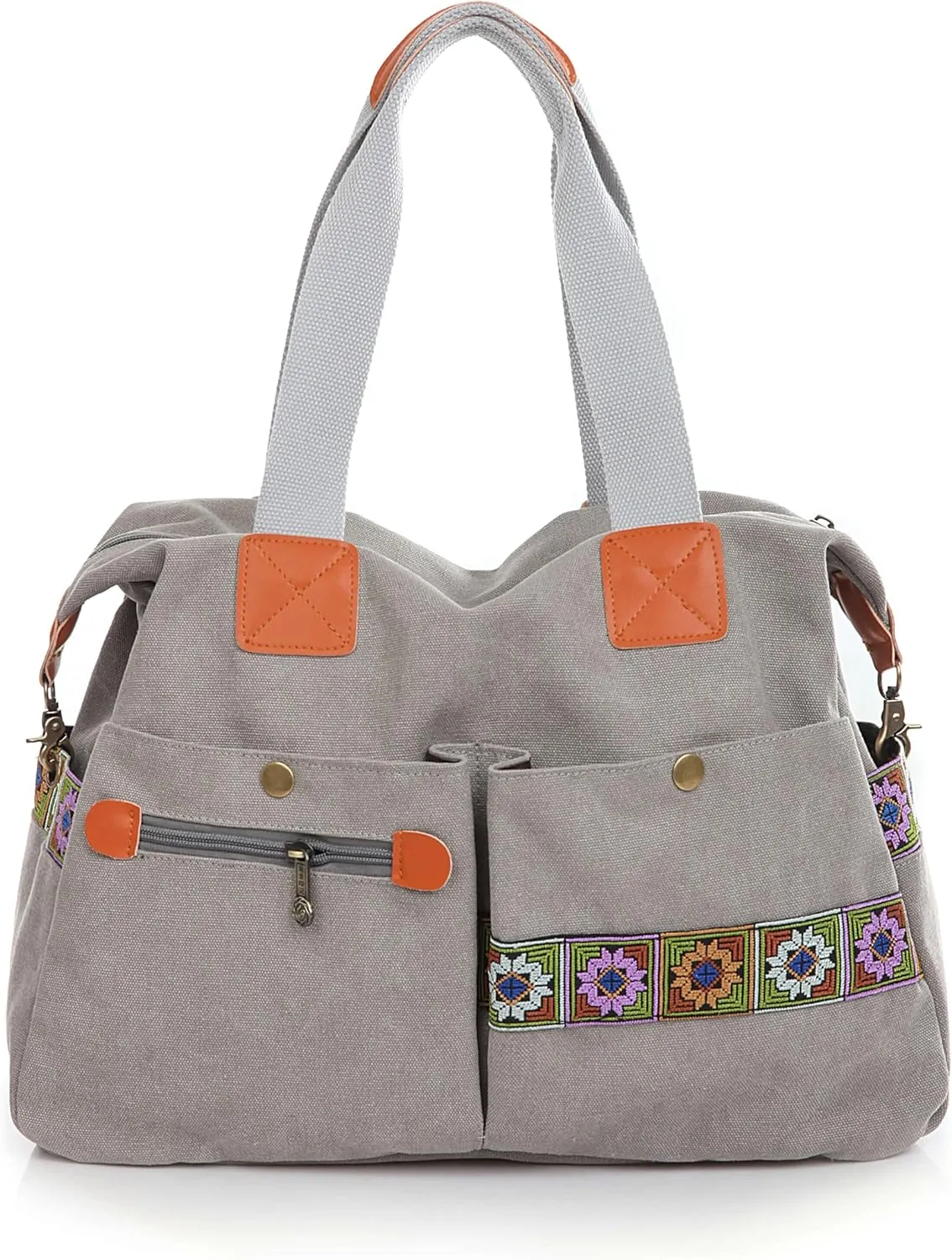 Women’s Canvas Vintage Boho Embroidery Crossbody Shoulder Handbag With Multi Pockets