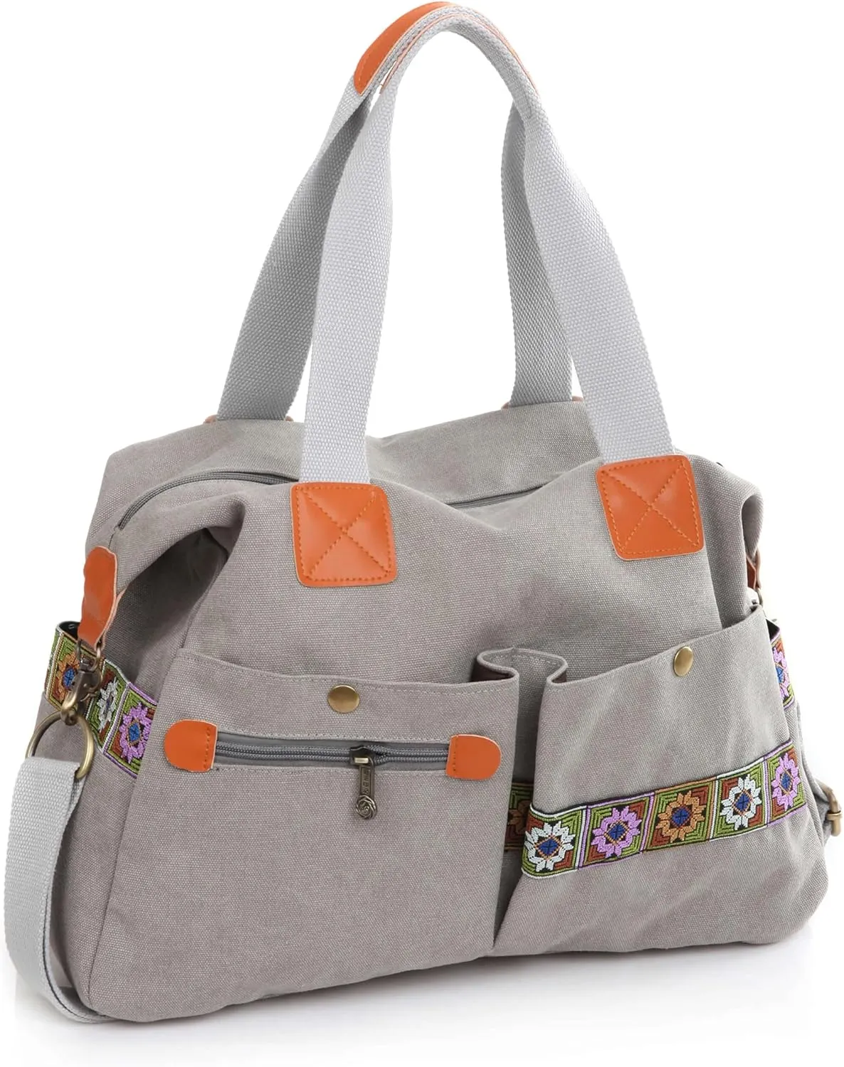 Women’s Canvas Vintage Boho Embroidery Crossbody Shoulder Handbag With Multi Pockets