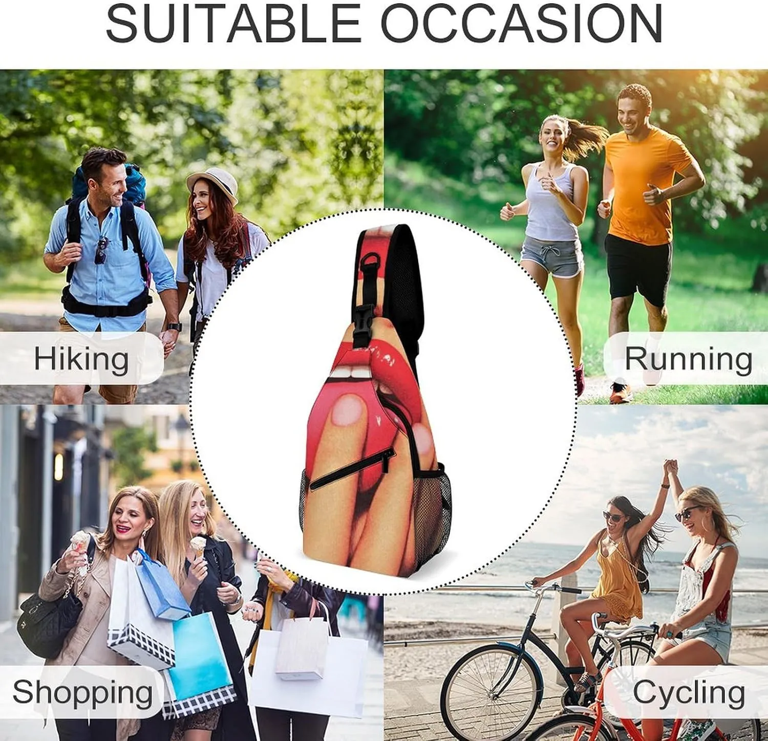 Womens Casual Shoulder Bag African American Black Women Sexy Girl Crossbody Sling Bag Large Capacity Adjustable Gym Chest Bag for Travel Sports Hiking
