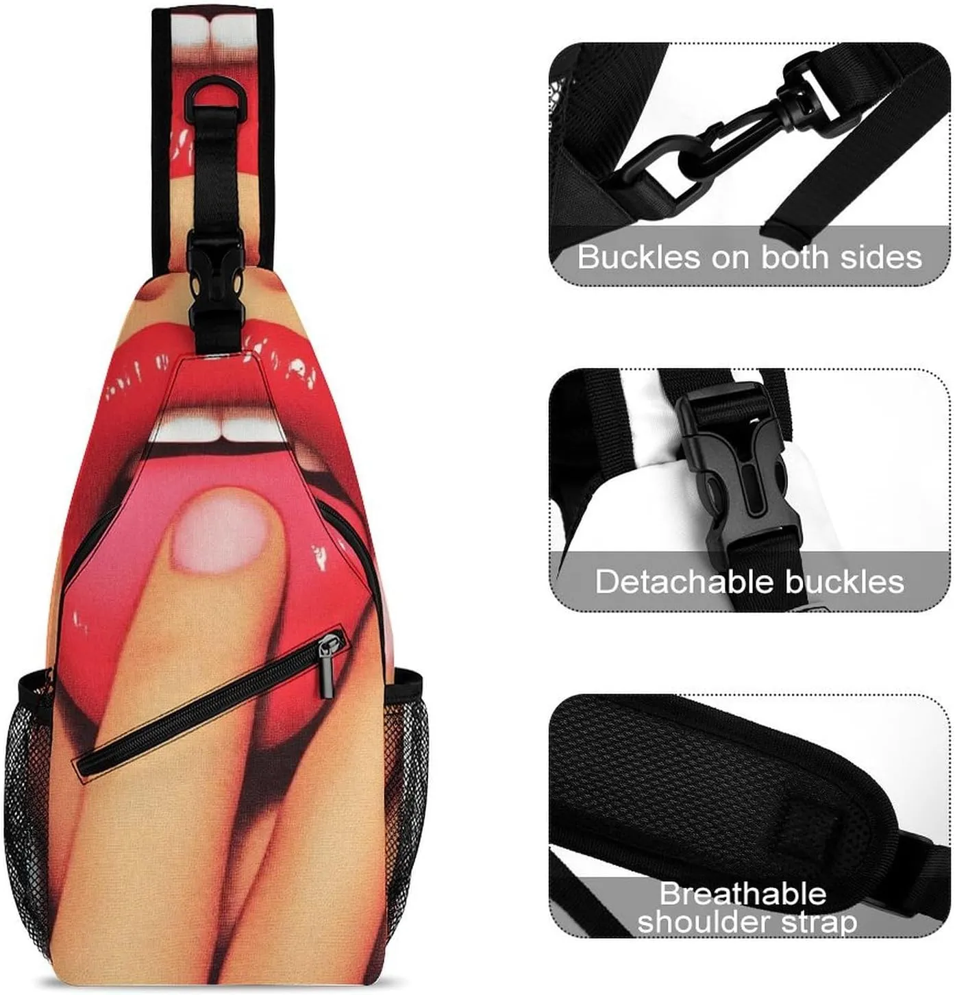 Womens Casual Shoulder Bag African American Black Women Sexy Girl Crossbody Sling Bag Large Capacity Adjustable Gym Chest Bag for Travel Sports Hiking