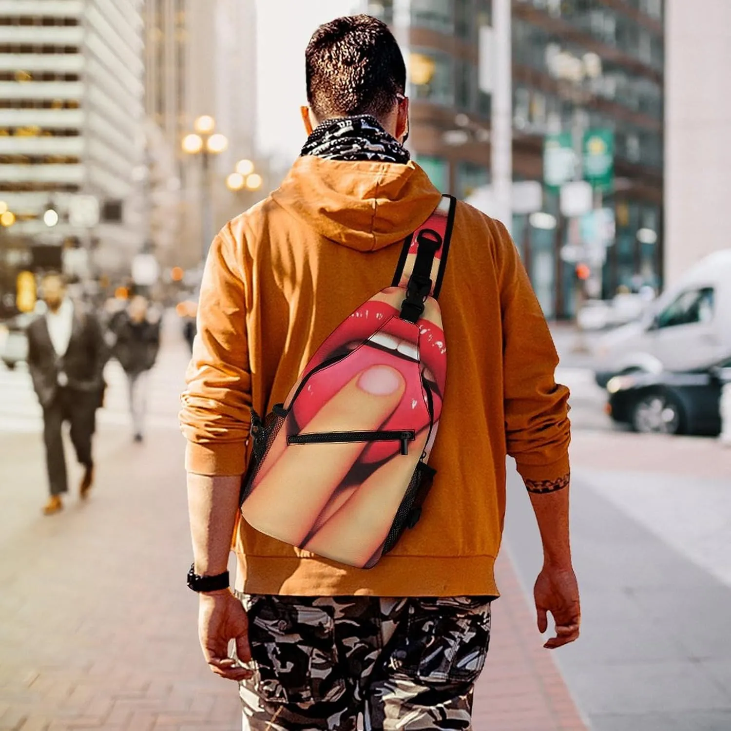Womens Casual Shoulder Bag African American Black Women Sexy Girl Crossbody Sling Bag Large Capacity Adjustable Gym Chest Bag for Travel Sports Hiking