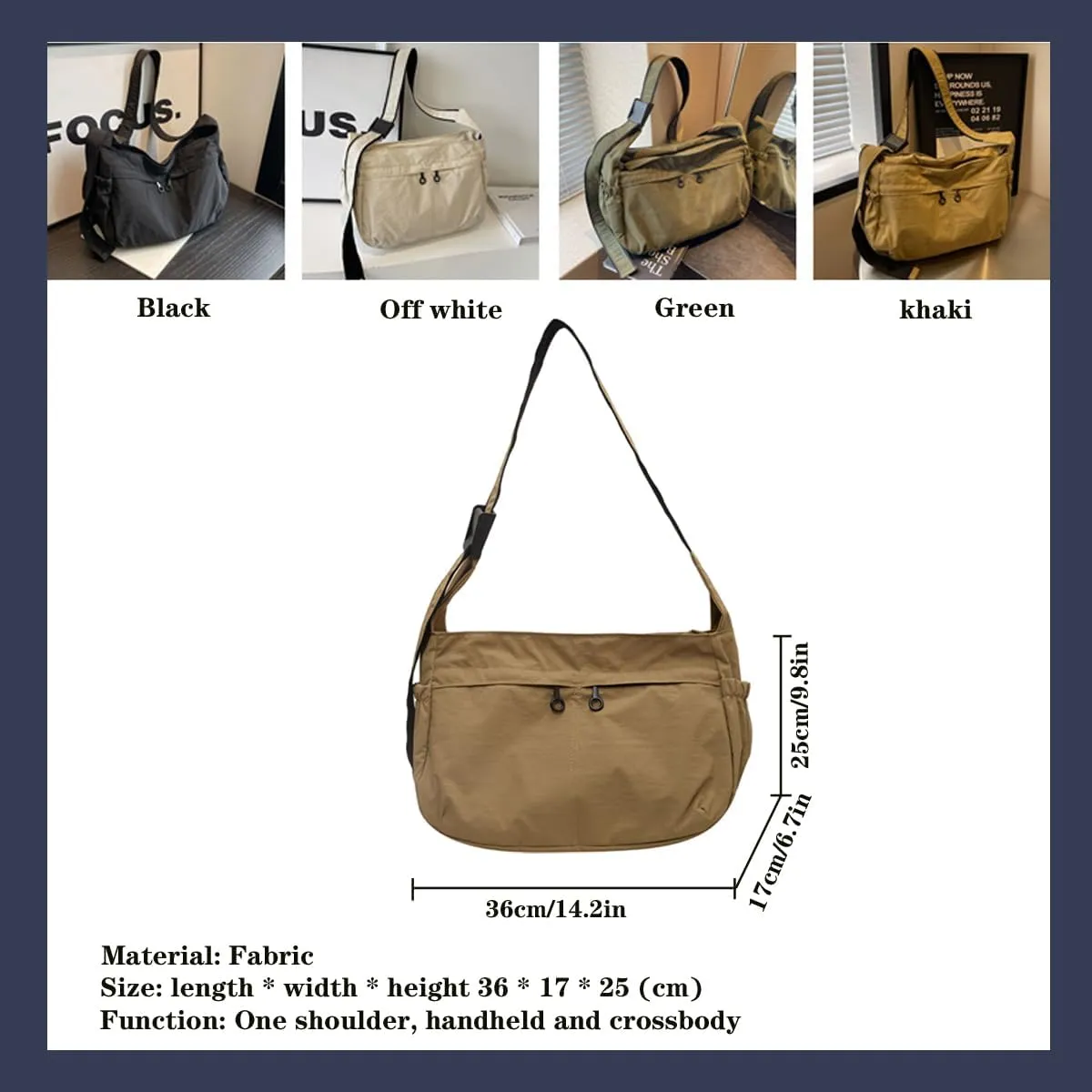 Women's casual shoulder bag, women's waterproof nylon dumpling bag, crossbody bag