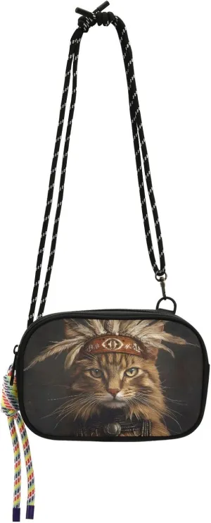 Women's Crossbody Handbags Cat Indian Chief Print Lightweight Shoulder Phone Purse for Walking, Hiking