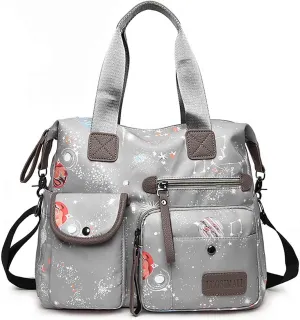 Women's Fashion Handbag Canvas One Shoulder Women's Bag Starry Sky Printing Casual Crossbody Bag