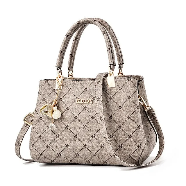 Women's Handbag Crossbody Bag Shoulder Bag Boston Bag PU Leather Office Daily Holiday Pendant Zipper Large Capacity Waterproof Durable Geometric Color Block dark maple leaf with coffee light maple