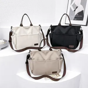 Women's Handbag Crossbody Bag Shoulder Bag Nylon Office Daily Large Capacity Breathable Durable Solid Color Black White khaki