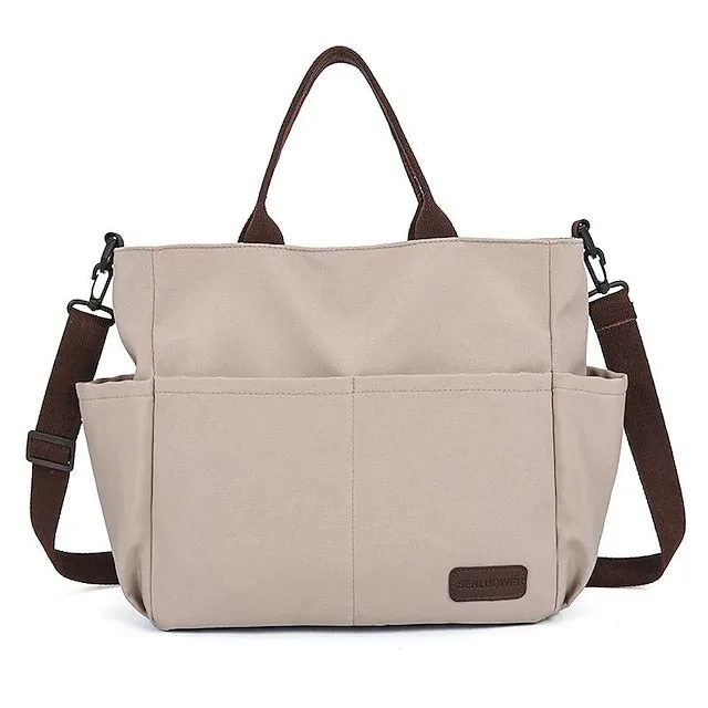 Women's Handbag Crossbody Bag Shoulder Bag Nylon Office Daily Large Capacity Breathable Durable Solid Color Black White khaki