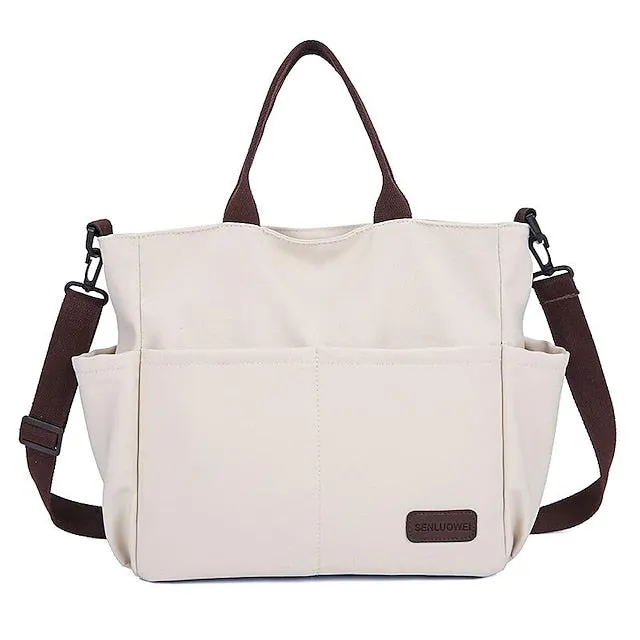 Women's Handbag Crossbody Bag Shoulder Bag Nylon Office Daily Large Capacity Breathable Durable Solid Color Black White khaki