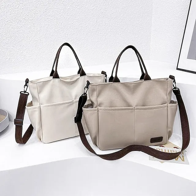 Women's Handbag Crossbody Bag Shoulder Bag Nylon Office Daily Large Capacity Breathable Durable Solid Color Black White khaki