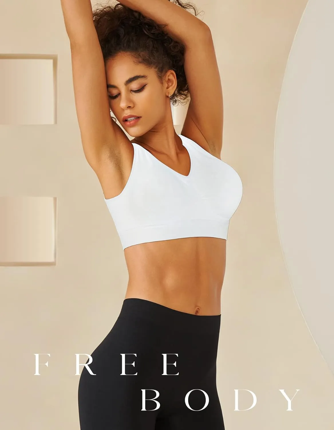 Womens Sports Bras, Yoga Comfort Seamless Stretchy Sports Bra for Women 3 Pack