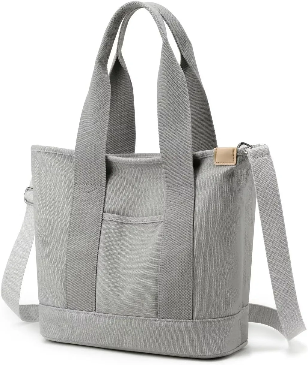 Women's Tote Purse Canvas Crossbody Bag Multi-pocket Shoulder Bag Heavy Duty Stored Bag Top Handle Hobo Handbags Satchel