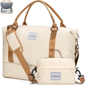 WOOMADA Weekender Overnight Bag for Women, Shoulder Travel Duffel with Shoes Compartment,Gym Bag with Toiletry Bag