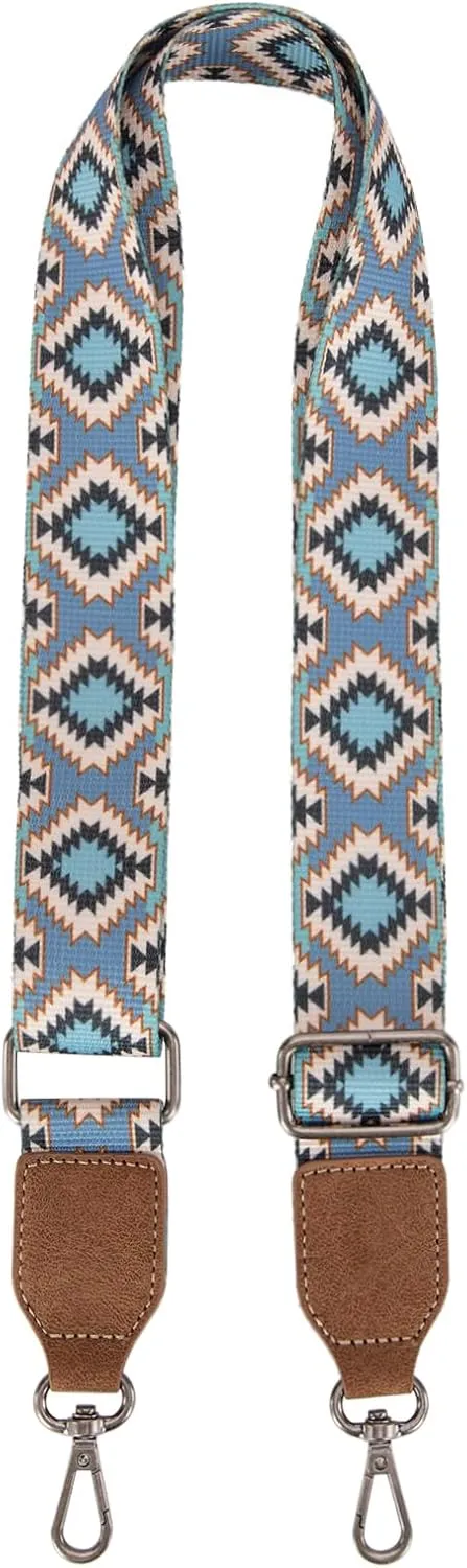 Wrangler Aztec Crossbody Bag for Women Southwestern Print Canvas Shoulder Purse with Distressed Look and Adjustable Strap