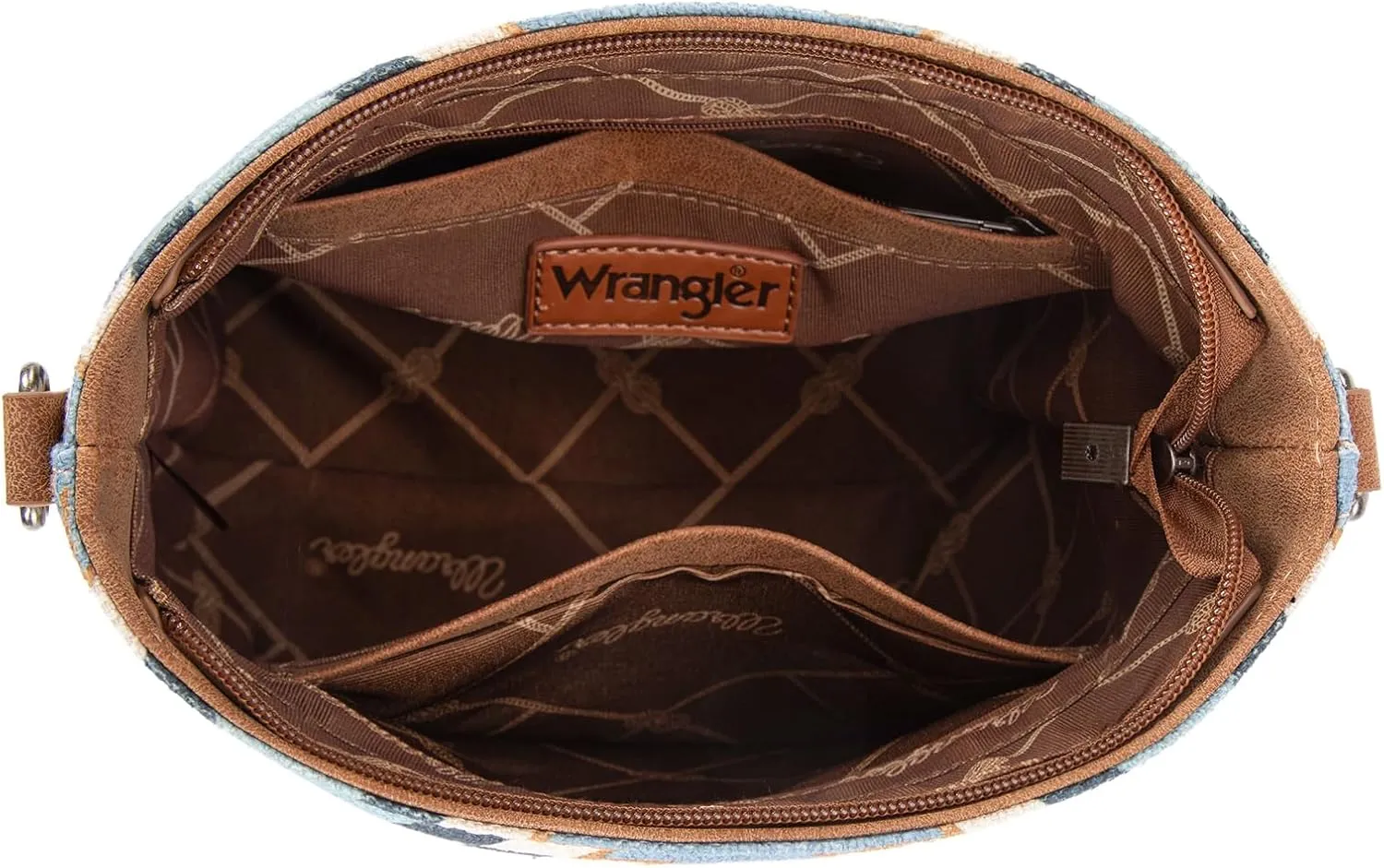 Wrangler Aztec Crossbody Bag for Women Southwestern Print Canvas Shoulder Purse with Distressed Look and Adjustable Strap
