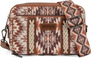Wrangler Crossbody Bag for Women Boho Aztec Small Multi Pocket Crossover Purse