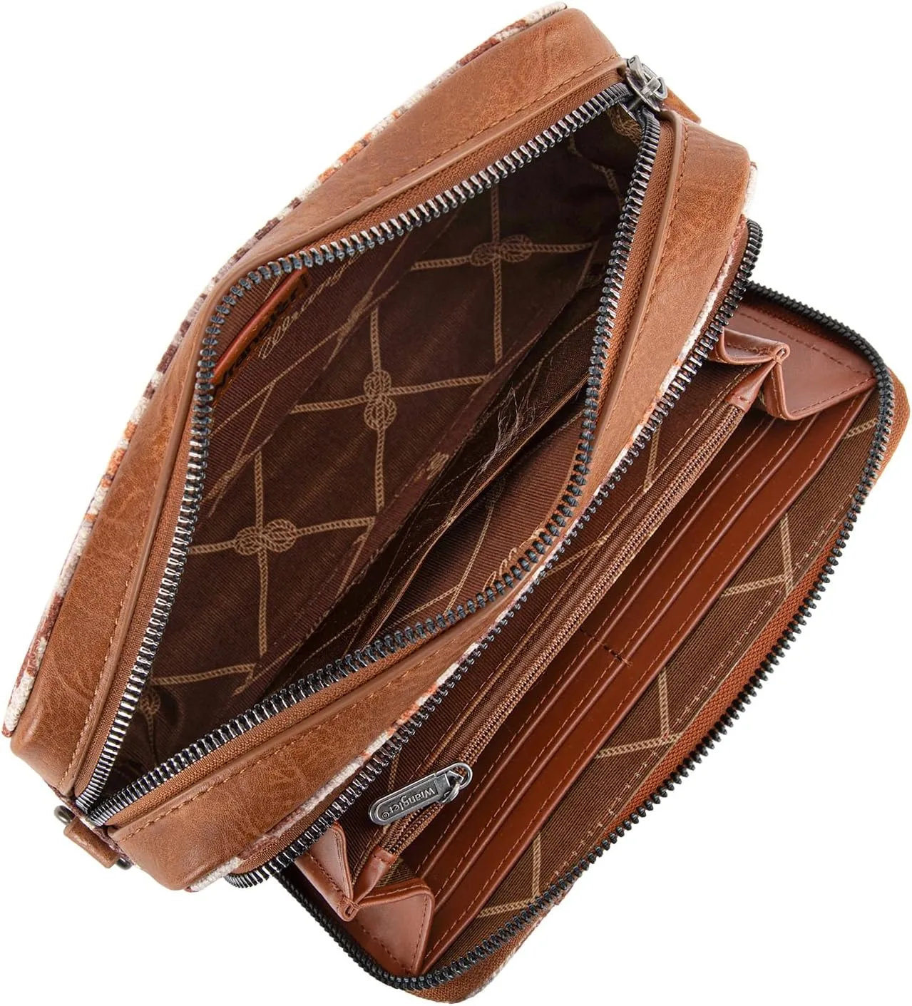 Wrangler Crossbody Bag for Women Boho Aztec Small Multi Pocket Crossover Purse