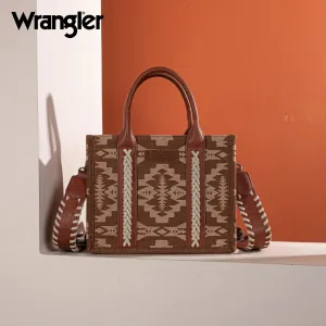 Wrangler Southwestern Print Small Canvas Tote/Crossbody - Brown - by Montana West