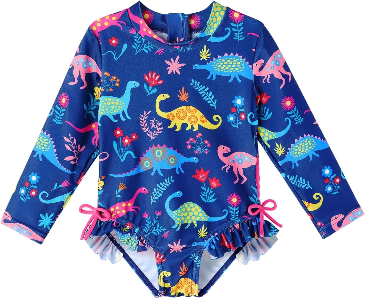 XFGIRLS Baby/Toddler Girls Swimsuit Long Sleeve One-Piece Bathing Suit Rash Guard for Kids UPF 50  Swimwear