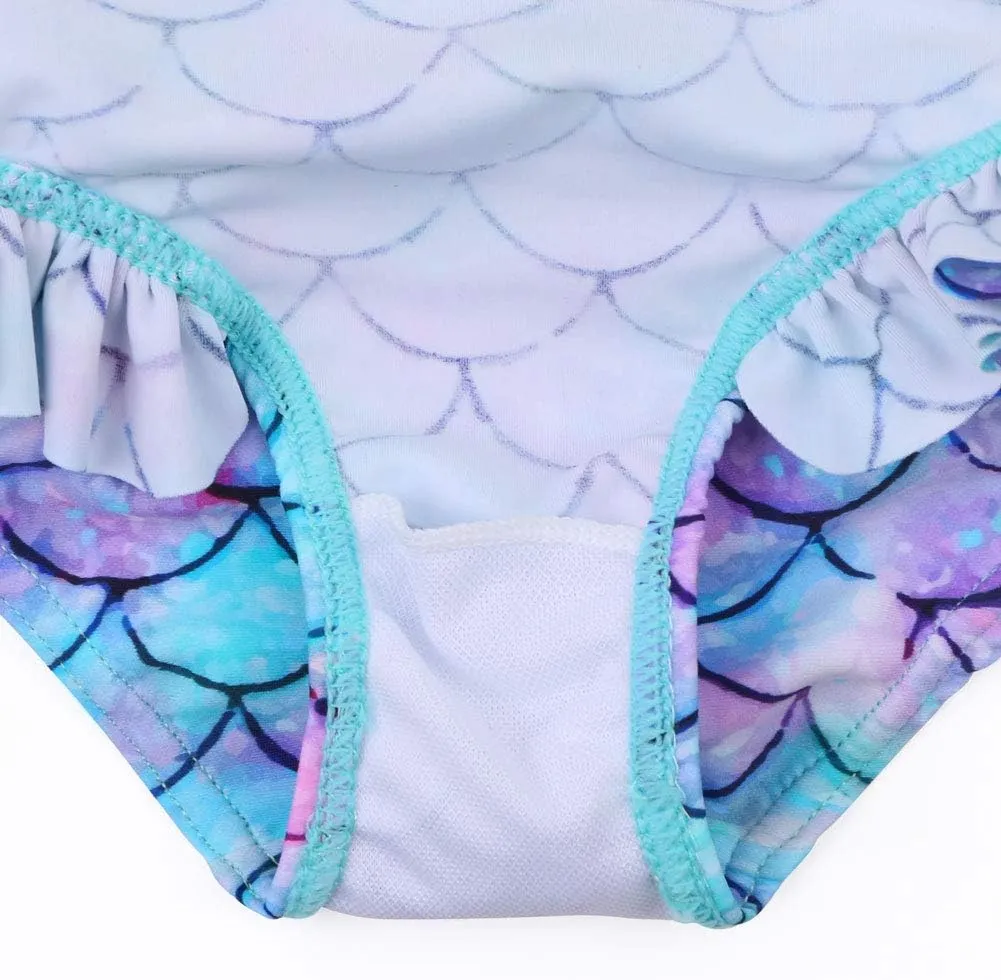 XFGIRLS Baby/Toddler Girls Swimsuit Long Sleeve One-Piece Bathing Suit Rash Guard for Kids UPF 50  Swimwear