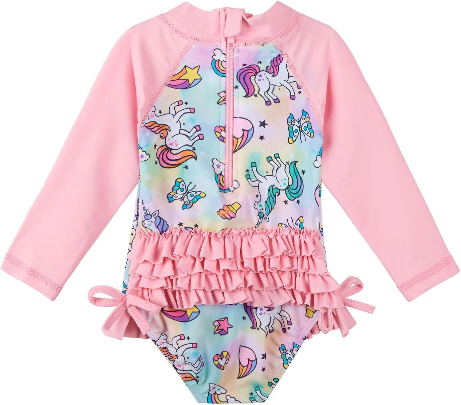 XFGIRLS Baby/Toddler Girls Swimsuit Long Sleeve One-Piece Bathing Suit Rash Guard for Kids UPF 50  Swimwear