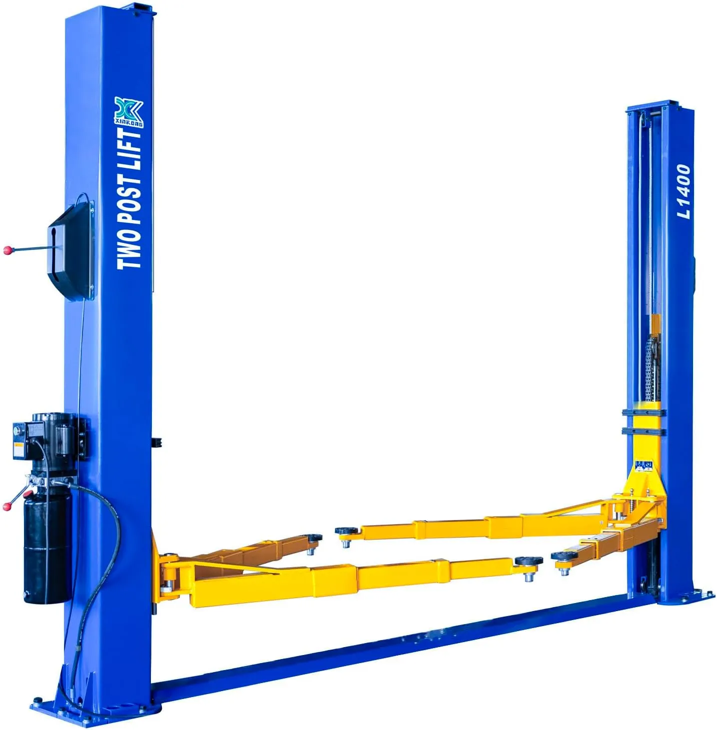 XK 2 Post 1400 Auto Car Lift 14,000 lb Capacity 220V Symmetric Floor Plate 36 Months Parts Replacement