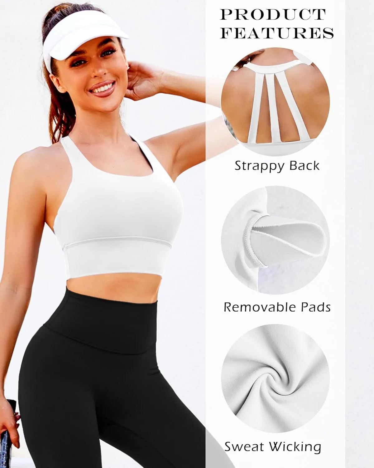 XUNYU Longline Sports Bra for Women Open Back Workout Tops Padded Yoga Tank Wide Strap Halter Crop Top Build in Bra Gym