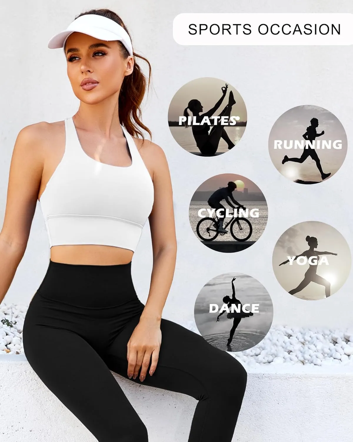 XUNYU Longline Sports Bra for Women Open Back Workout Tops Padded Yoga Tank Wide Strap Halter Crop Top Build in Bra Gym