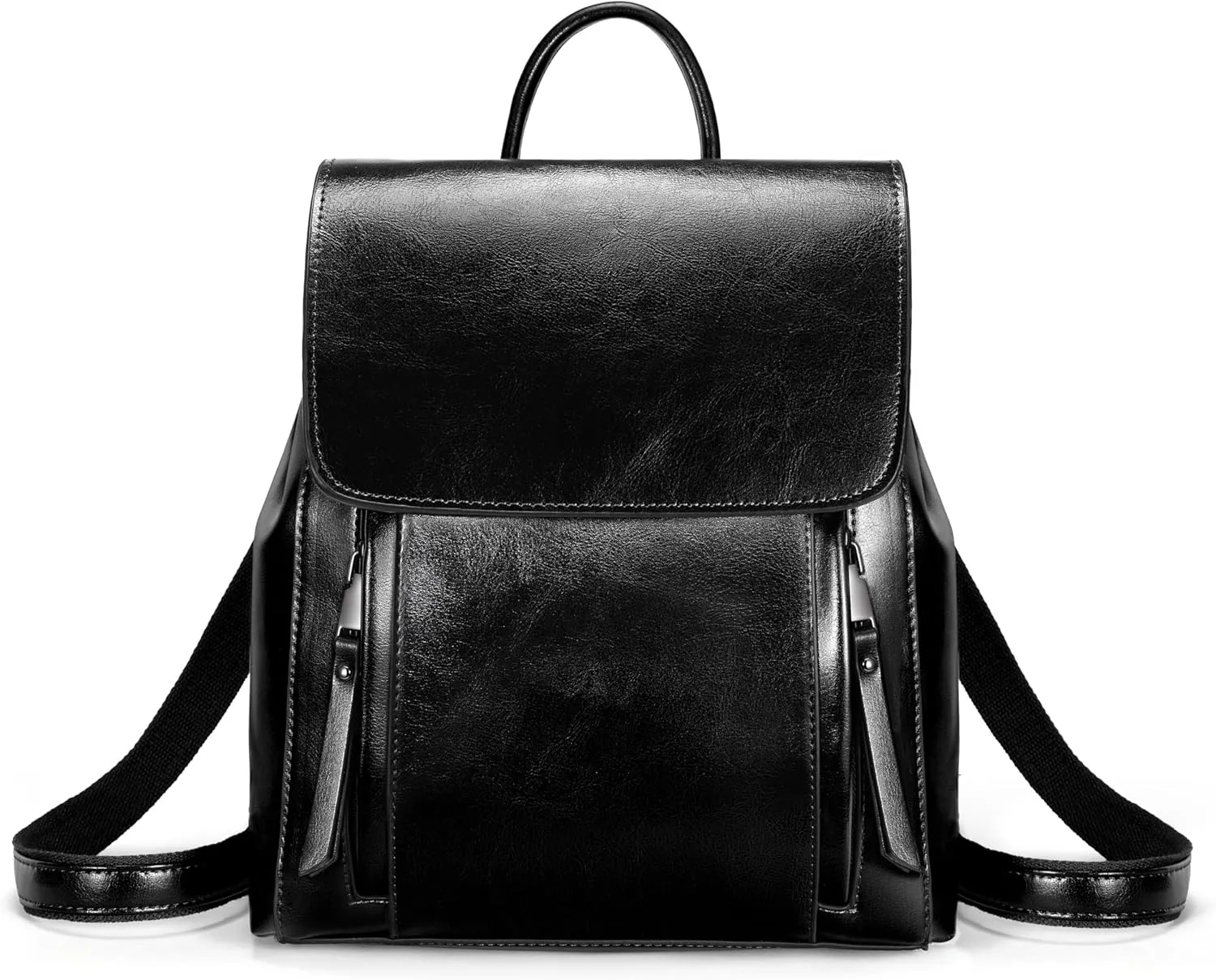 YALUXE Women’s Genuine Cowhide Leather Backpack Handbags Expandable Back Pack Flap Closure