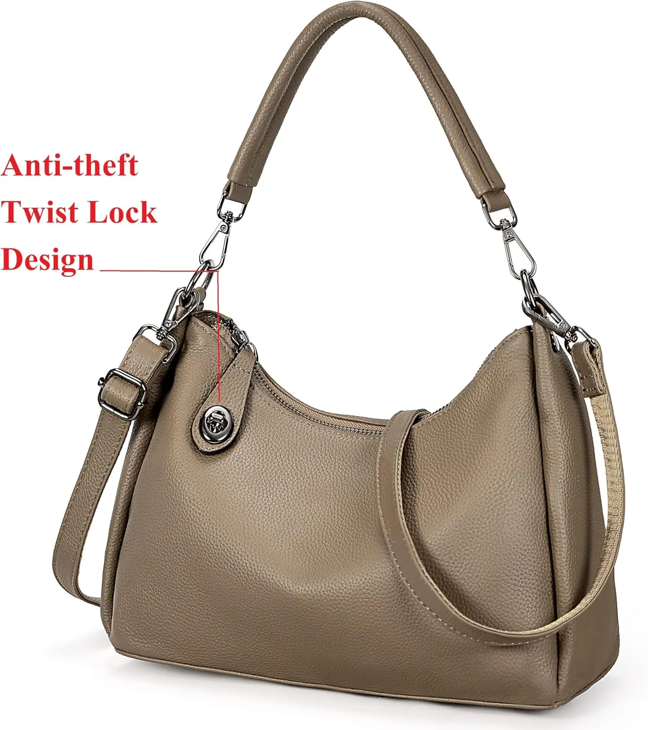 YALUXE Women’s Real Cowhide Leather Shoulder Bag Underarm Handbag Trendy Purse Anti-theft Pocket