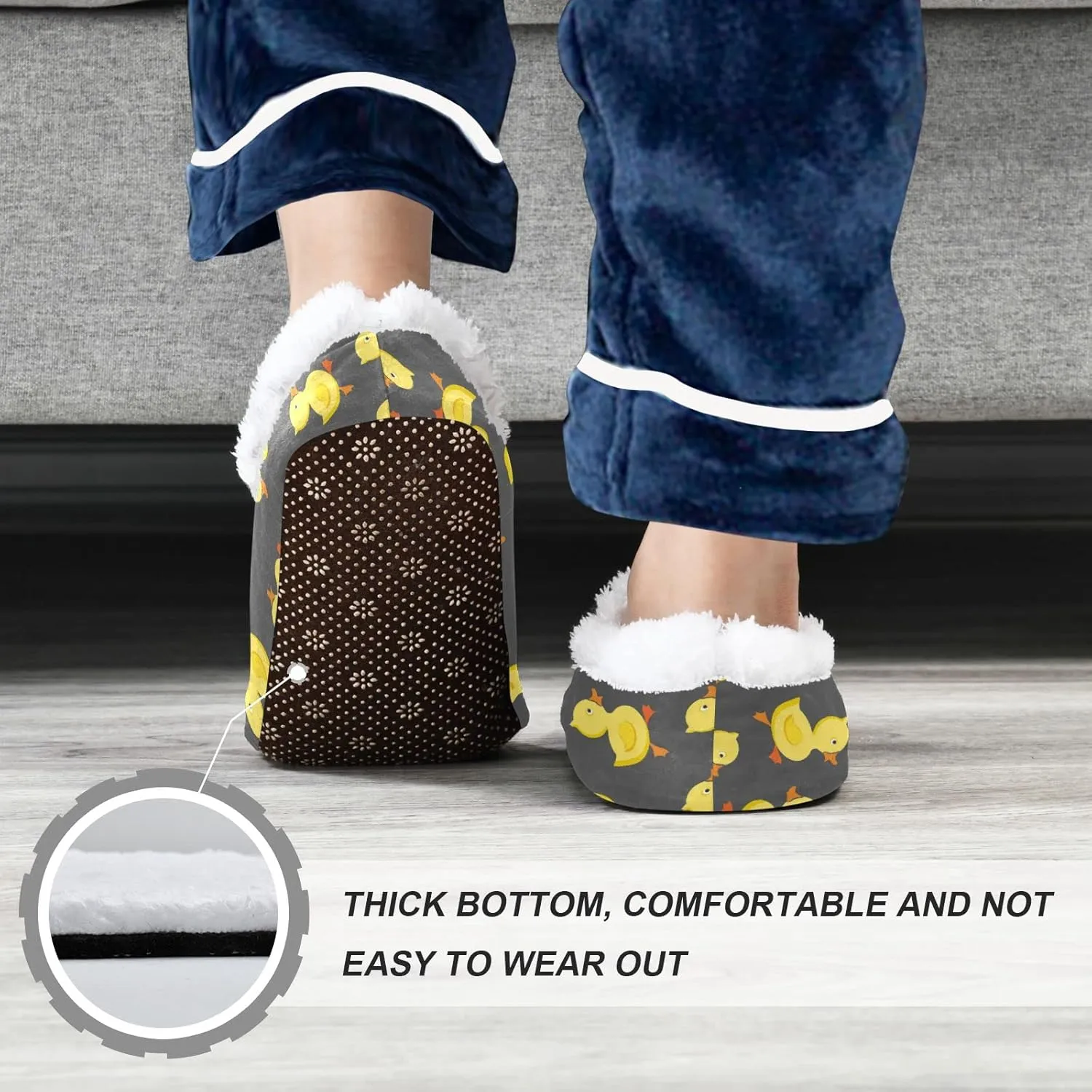 Yellow Cheerful Ducklings Slippers for Kids Toddler Cartoon Animals Home House Fuzzy Slipper Indoor Soft Plush Fleece Non Slip Casual Shoes for Girls Boys, XS
