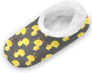 Yellow Cheerful Ducklings Slippers for Kids Toddler Cartoon Animals Home House Fuzzy Slipper Indoor Soft Plush Fleece Non Slip Casual Shoes for Girls Boys, XS