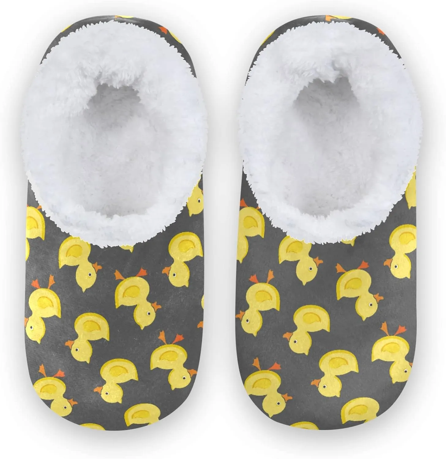 Yellow Cheerful Ducklings Slippers for Kids Toddler Cartoon Animals Home House Fuzzy Slipper Indoor Soft Plush Fleece Non Slip Casual Shoes for Girls Boys, XS