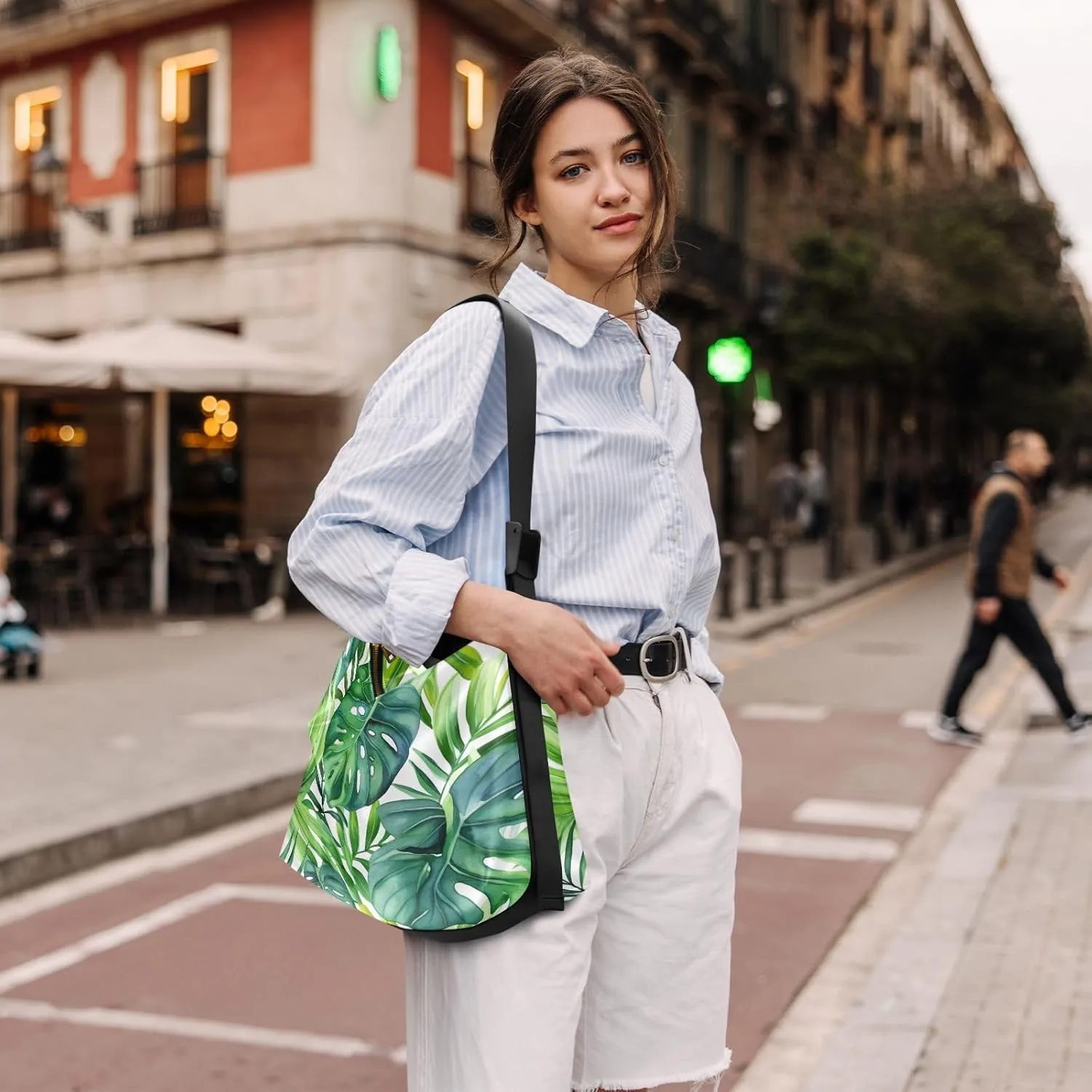 Yellow Floral with White Poppies Women Hobo Shoulder Bag, Large Leather Crossbody Bag, Cross Body Shoulder Bag Leather