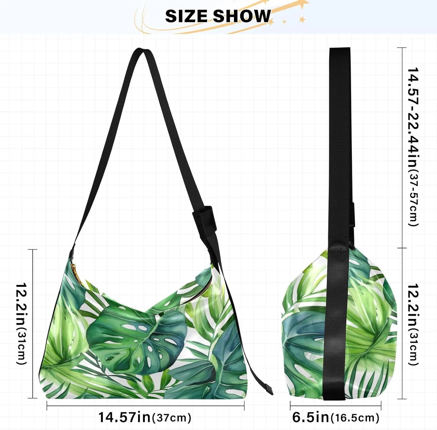 Yellow Floral with White Poppies Women Hobo Shoulder Bag, Large Leather Crossbody Bag, Cross Body Shoulder Bag Leather