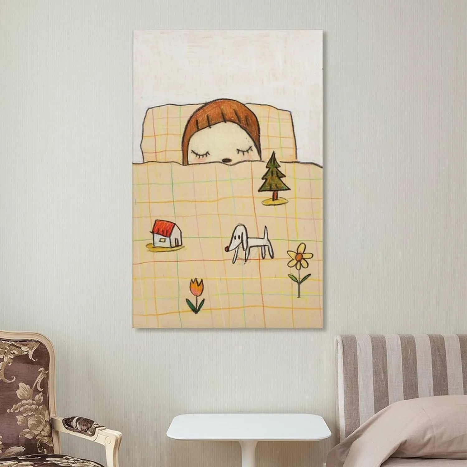Yoshitomo Nara Posters for Room Contracted Cartoon Classic Painting Poster Canvas Wall Art Posters For Room Aesthetics And Decor Poster For Living Room Bedroom Office Decor 08x12inch(20x30cm) Unframe