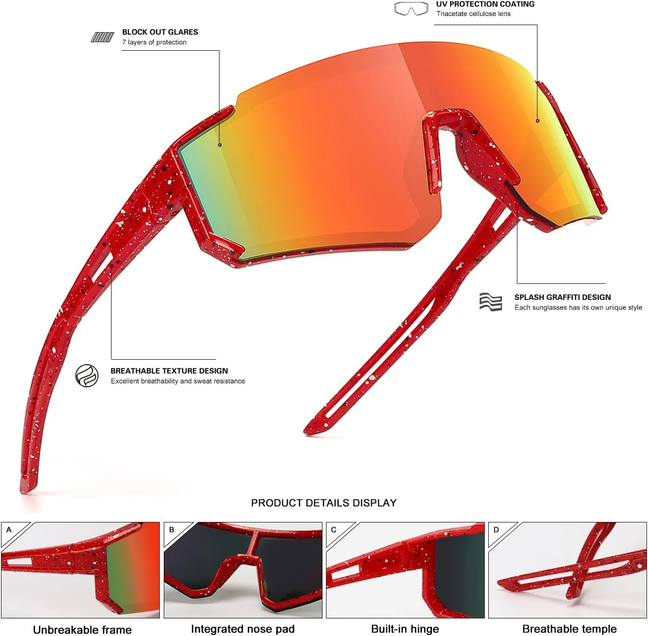 Youth Baseball Sunglasses for Boys Girls Age 6-12 Softball Cycling Sports Sunglasses for Kids Lightweight Frame