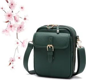 Zealburst Crossbody Leather Bag, Forcipower Crossbody Leather Bag, Retro Double-Layer Large Capacity Messenger Bag