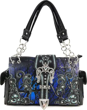 Zelris Camouflage Shine Glow Buckle Women Conceal Carry Shoulder Handbag
